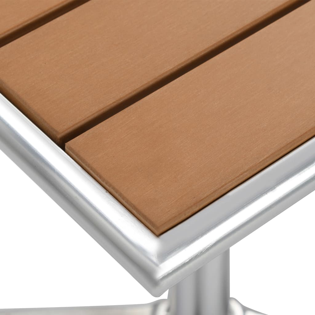 vidaXL Garden Table Silver 60x60x70 cm Aluminium and WPC - 60 x 60 x 70 cm(wpc slats)