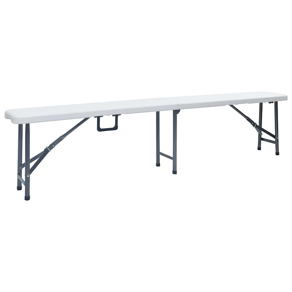 vidaXL Folding Garden Benches 2 pcs 180 cm HDPE White