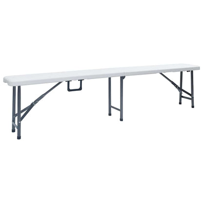 vidaXL Folding Garden Benches 2 pcs 180 cm HDPE White