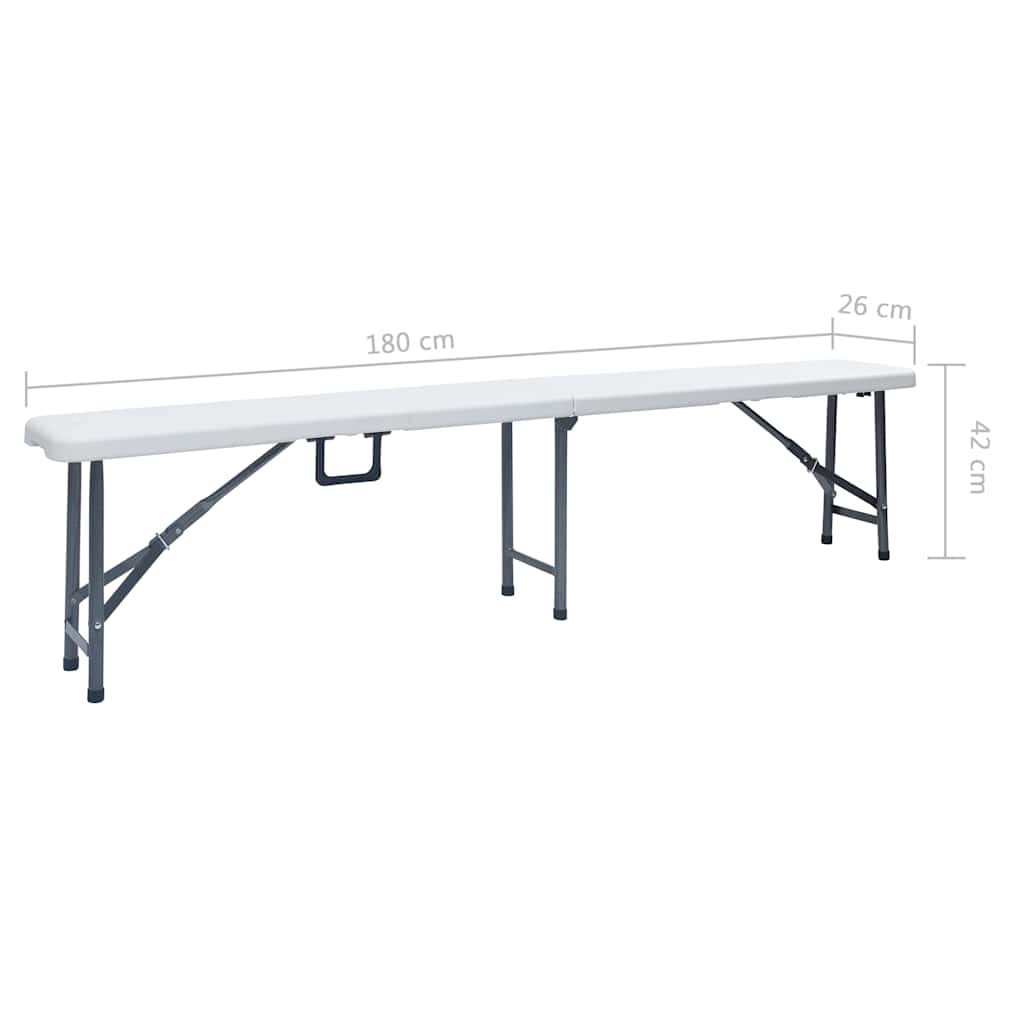 vidaXL Folding Garden Benches 2 pcs 180 cm HDPE White