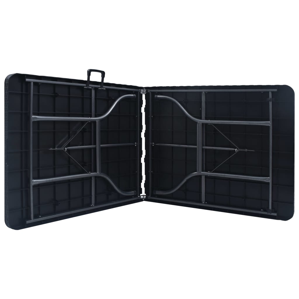 vidaXL Folding Garden Table Black 180x75x72 cm HDPE Imitation Rattan