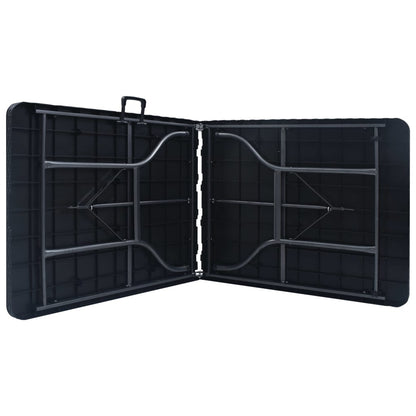 vidaXL Folding Garden Table Black 180x75x72 cm HDPE Imitation Rattan