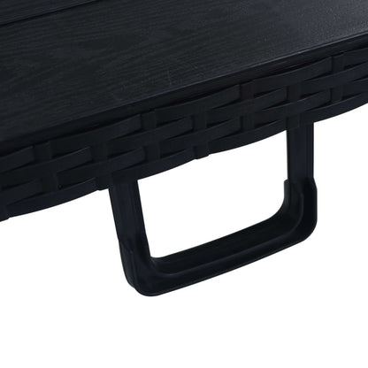 vidaXL Folding Garden Table Black 180x75x72 cm HDPE Imitation Rattan