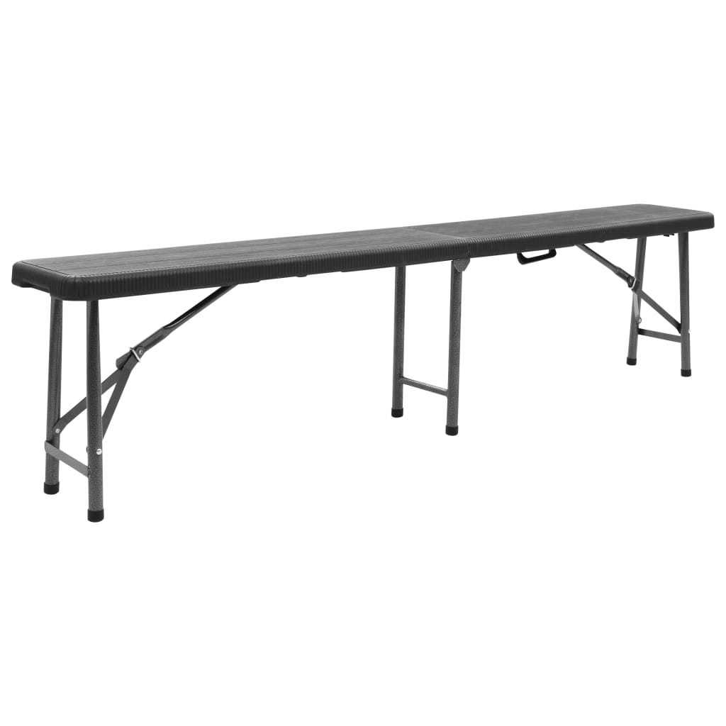 vidaXL Folding Garden Benches 2 pcs 180 cm HDPE Black