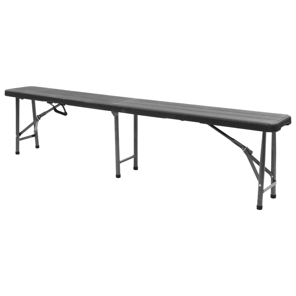 vidaXL Folding Garden Benches 2 pcs 180 cm HDPE Black