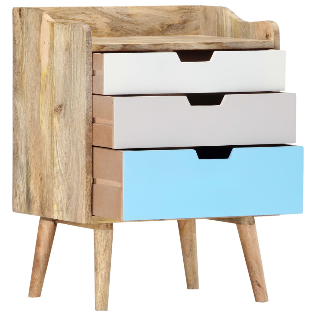vidaXL Bedside Cabinet 47x35x63 cm Solid Mango Wood - Multicolour