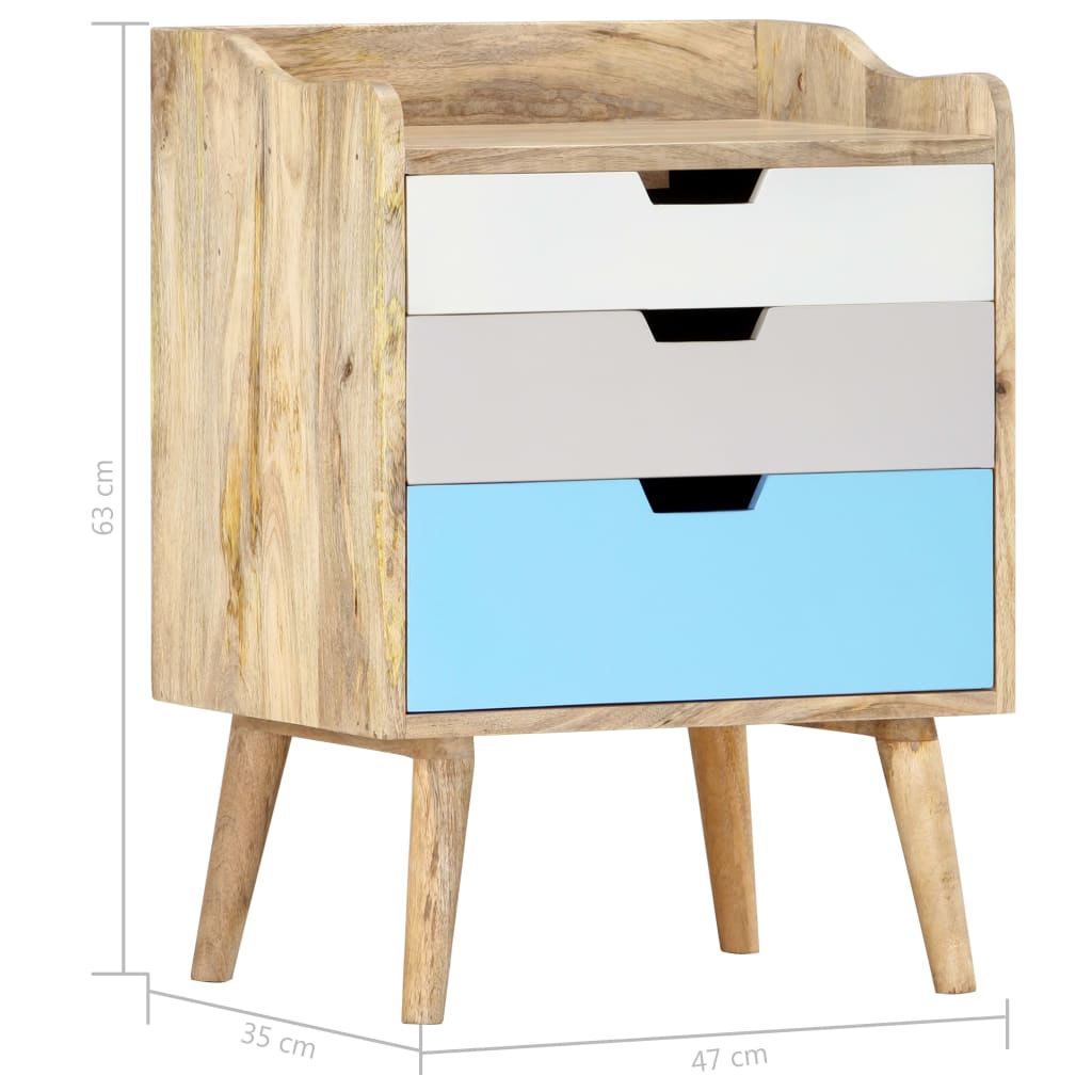 vidaXL Bedside Cabinet 47x35x63 cm Solid Mango Wood - Multicolour