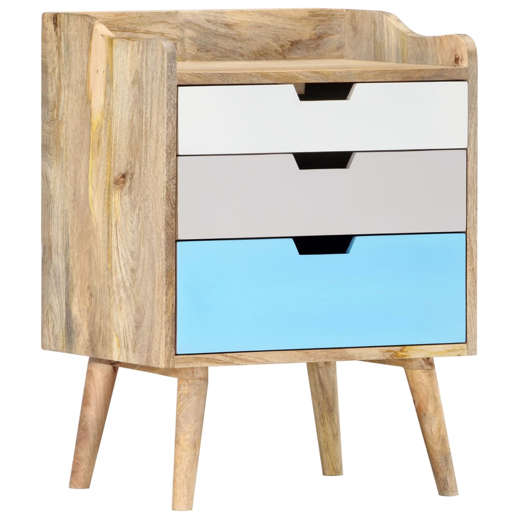 vidaXL Bedside Cabinet 47x35x63 cm Solid Mango Wood - Multicolour