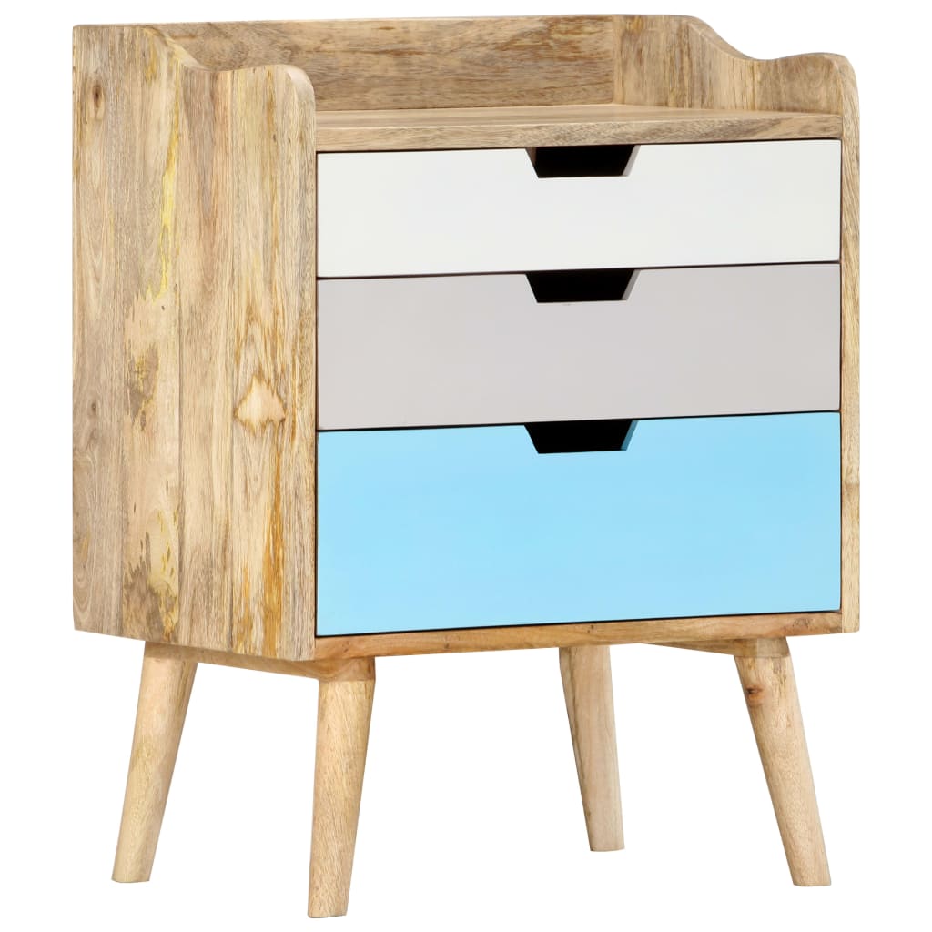 vidaXL Bedside Cabinet 47x35x63 cm Solid Mango Wood - Multicolour