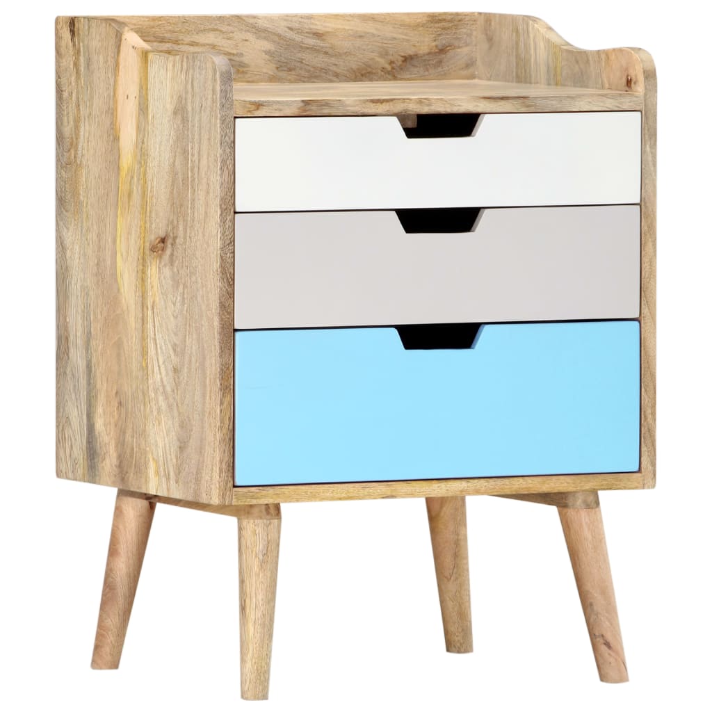vidaXL Bedside Cabinet 47x35x63 cm Solid Mango Wood - Multicolour