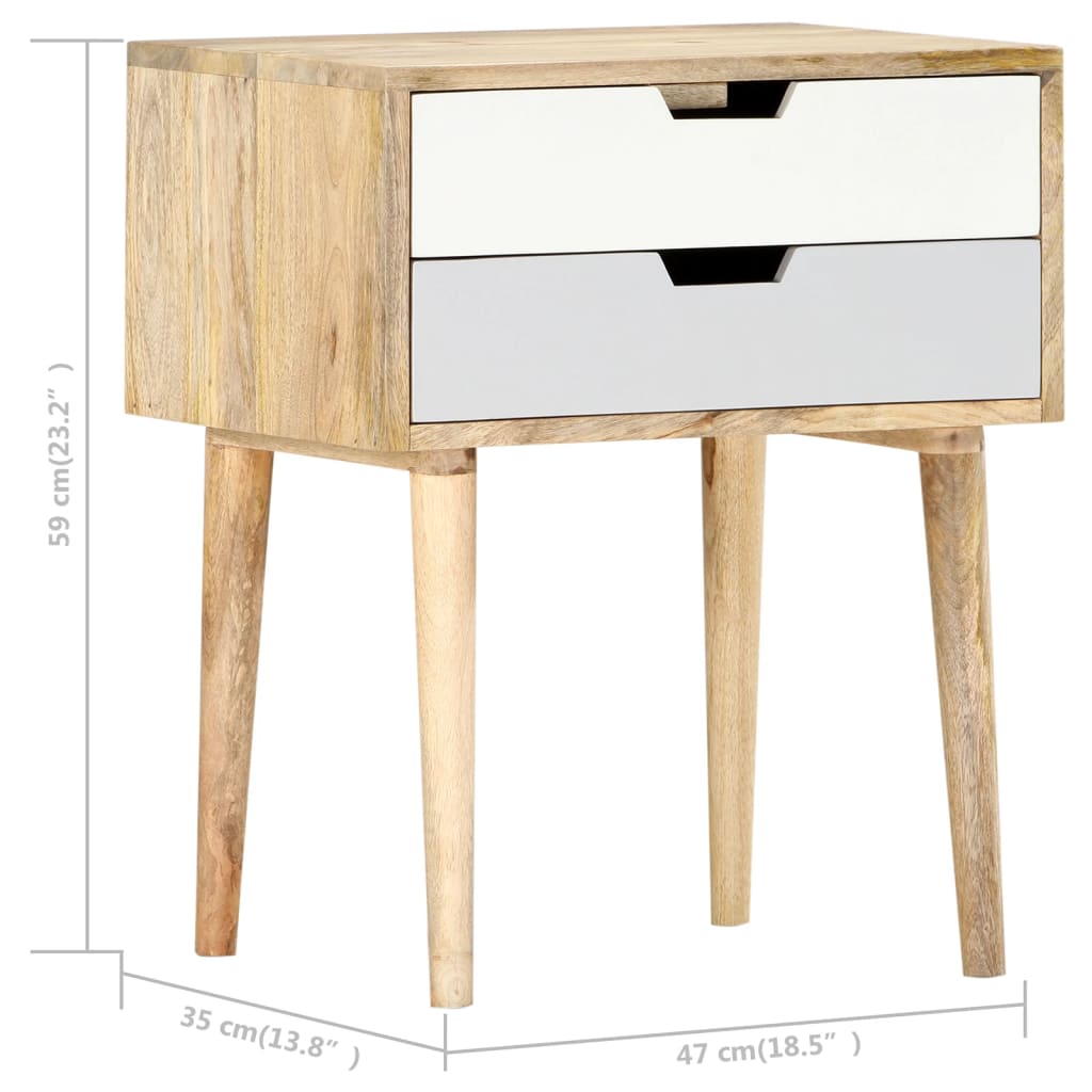 vidaXL Bedside Cabinet 47x35x59 cm Solid Mango Wood - Multicolour