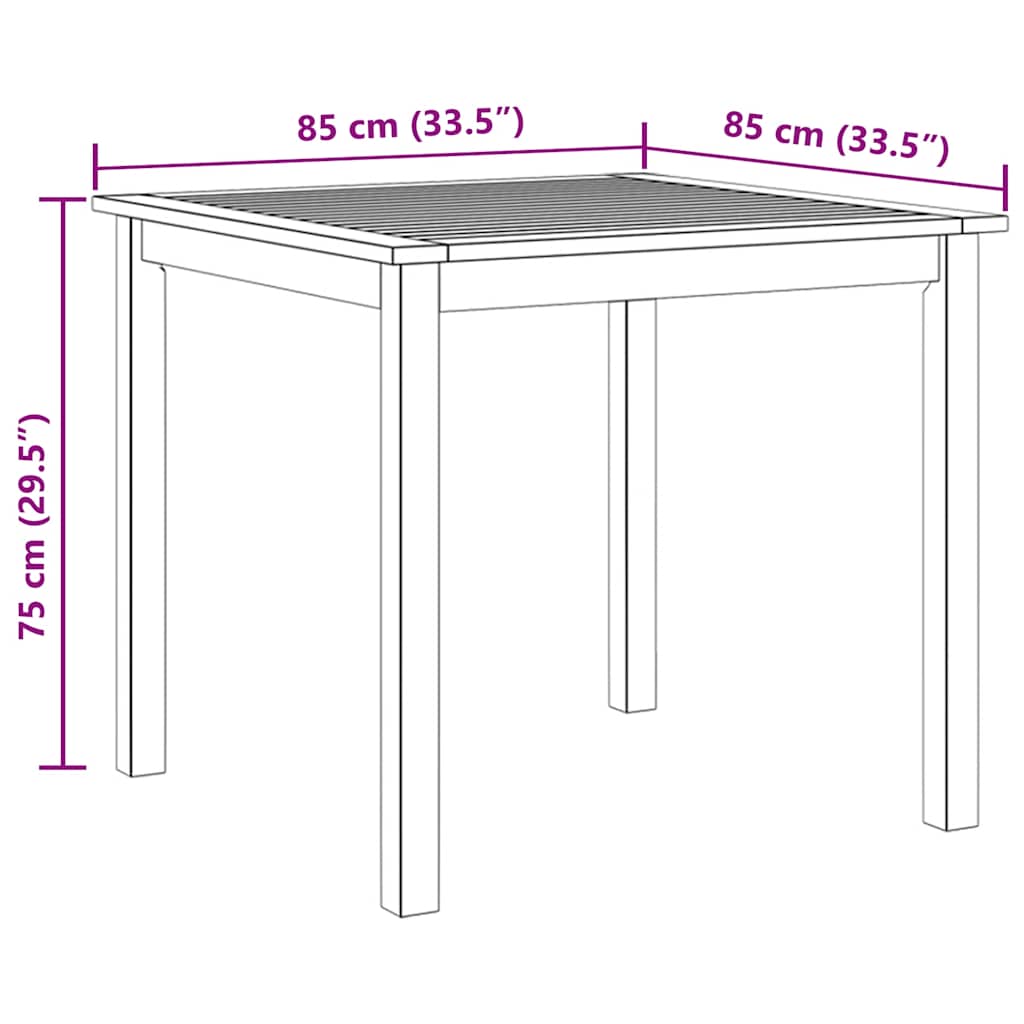 vidaXL Garden Table 85x85x74 cm Solid Acacia Wood - Brown