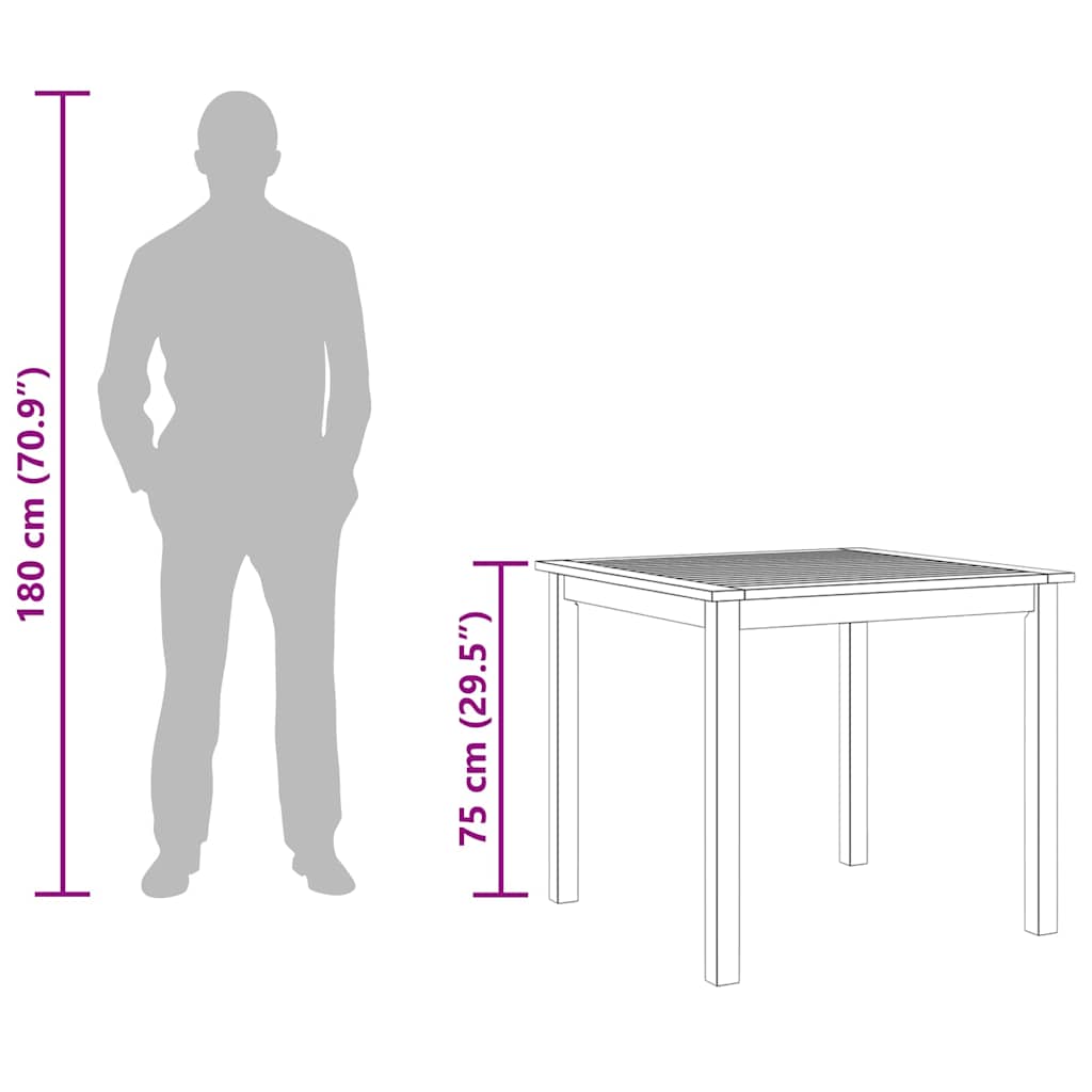 vidaXL Garden Table 85x85x74 cm Solid Acacia Wood - Brown