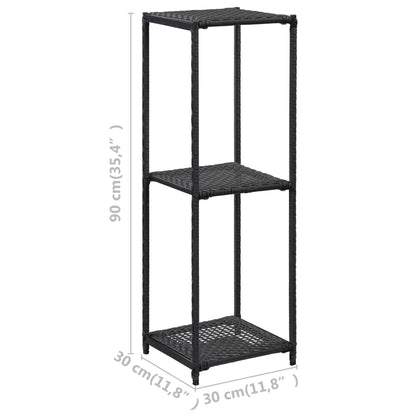 vidaXL Storage Shelf Black 30x30x90 cm Poly Rattan