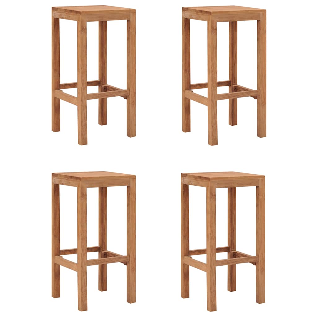 vidaXL Bar Stools 4 pcs Solid Teak Wood - Brown - 35 x 35 x 75 cm