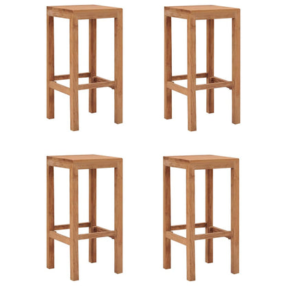 vidaXL Bar Stools 4 pcs Solid Teak Wood - Brown - 35 x 35 x 75 cm