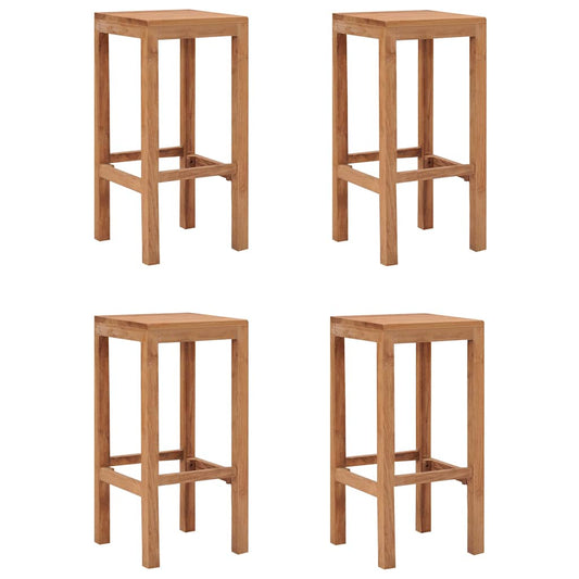 vidaXL Bar Stools 4 pcs Solid Teak Wood - Brown - 35 x 35 x 75 cm