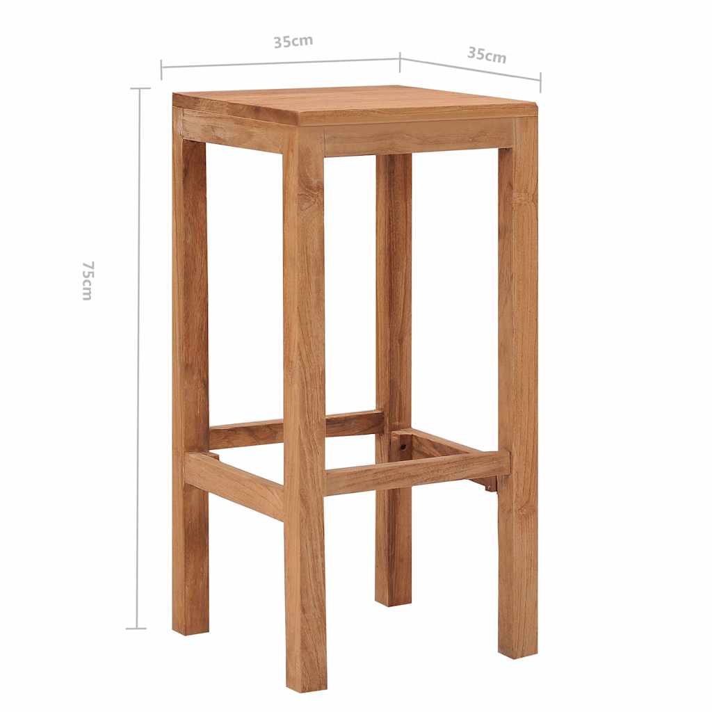 vidaXL Bar Stools 4 pcs Solid Teak Wood - Brown - 35 x 35 x 75 cm