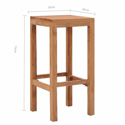 vidaXL Bar Stools 4 pcs Solid Teak Wood - Brown - 35 x 35 x 75 cm