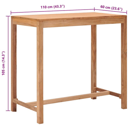 vidaXL Garden Bar Table 110x60x105 cm Solid Teak Wood - Brown