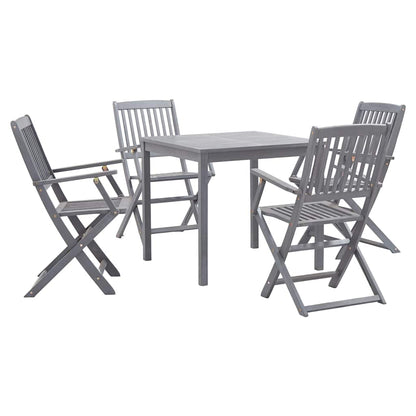 vidaXL Garden Dining Set | Grey | Solid acacia wood | Medium | Foldable