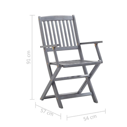 vidaXL Garden Dining Set | Grey | Solid acacia wood | Medium | Foldable