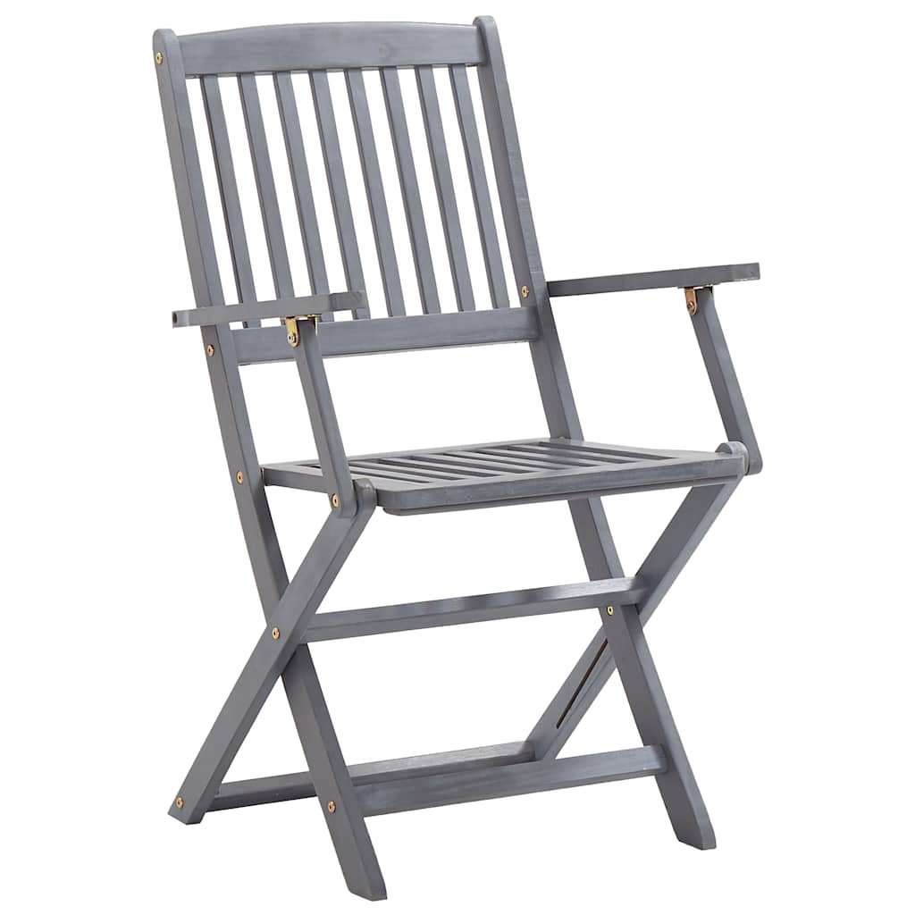 vidaXL Garden Dining Set | Grey | Solid acacia wood | Medium | Foldable