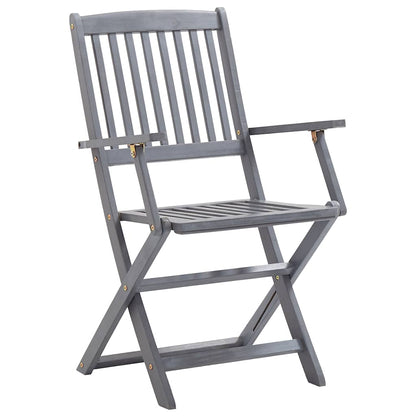 vidaXL Garden Dining Set | Grey | Solid acacia wood | Medium | Foldable