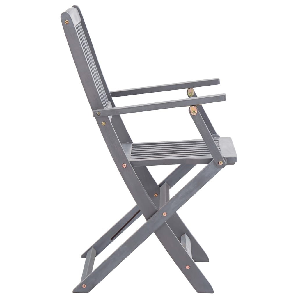 vidaXL Garden Dining Set | Grey | Solid acacia wood | Medium | Foldable