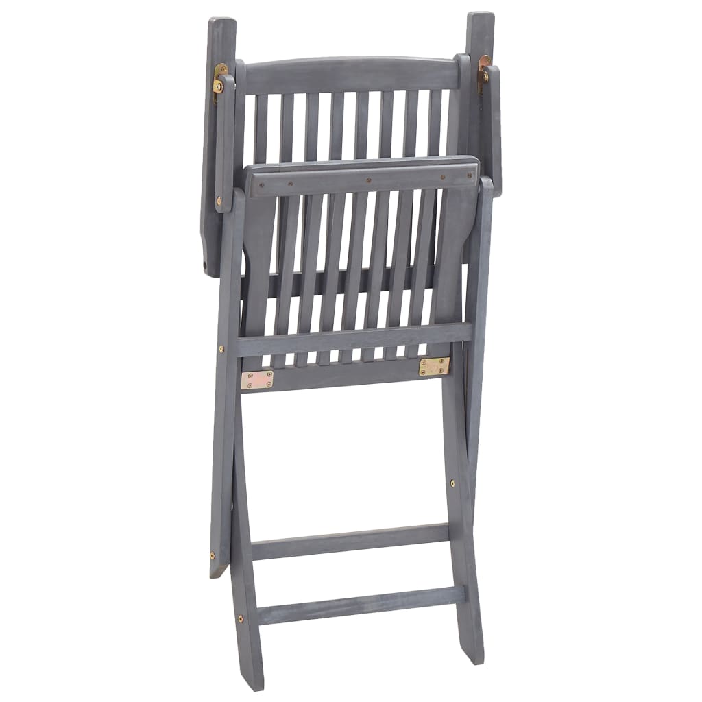 vidaXL Garden Dining Set | Grey | Solid acacia wood | Medium | Foldable