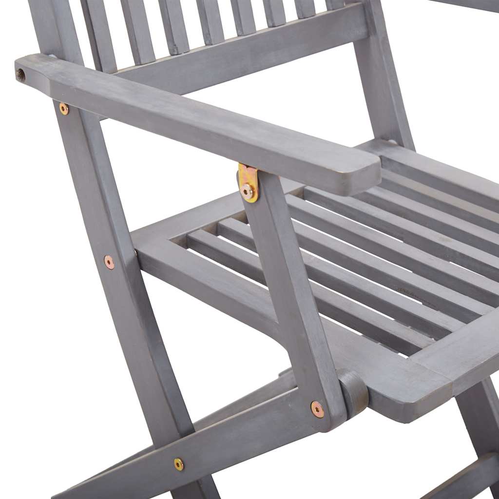 vidaXL Garden Dining Set | Grey | Solid acacia wood | Medium | Foldable