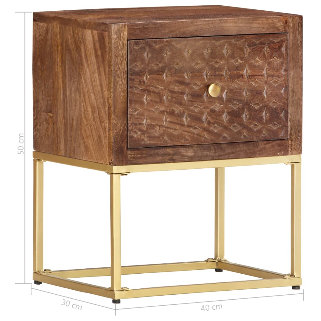 vidaXL Bedside Cabinet 40x30x50 cm Solid Mango Wood - Brown - Medium