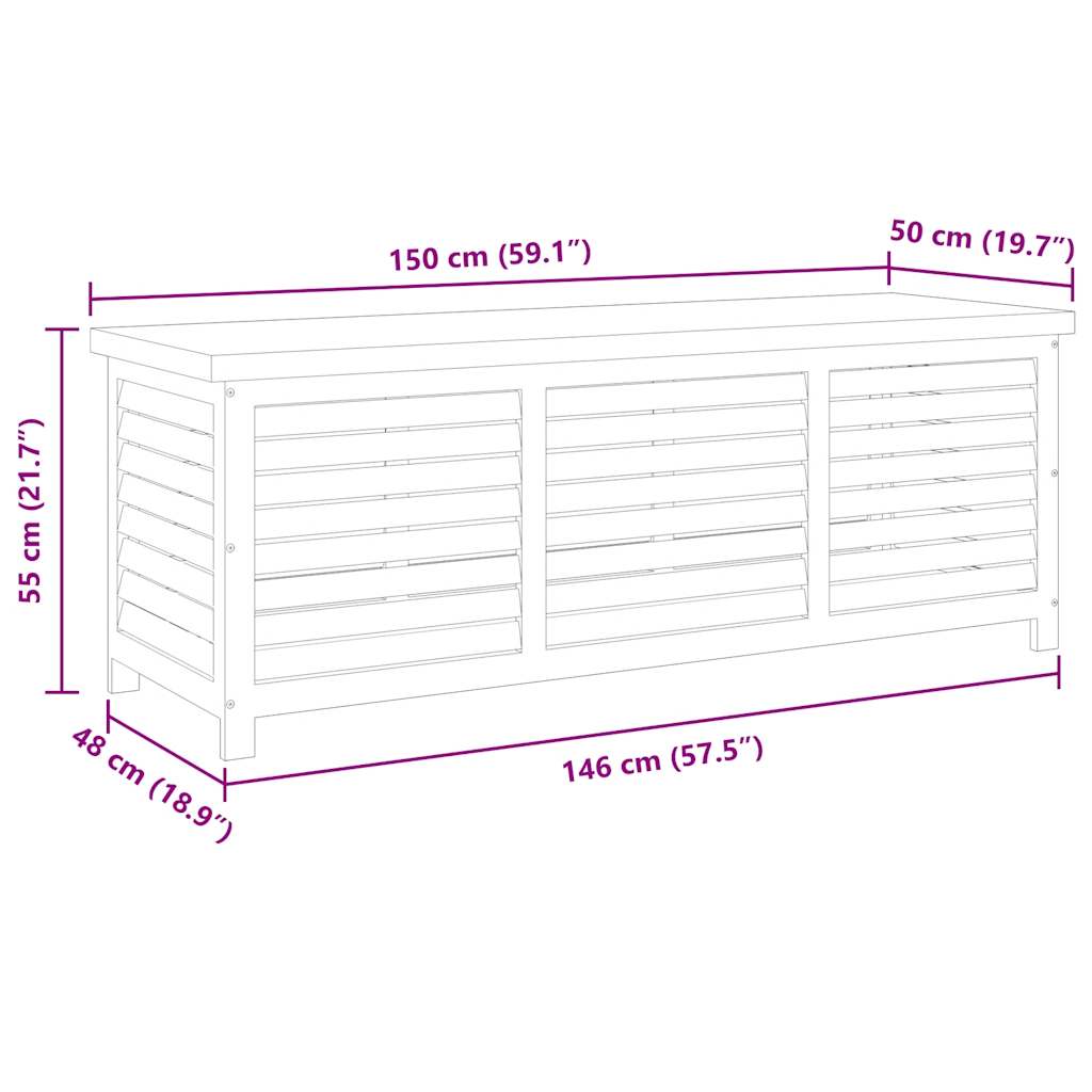 vidaXL Garden Storage Box 150x50x55 cm Solid Eucalyptus Wood - Brown