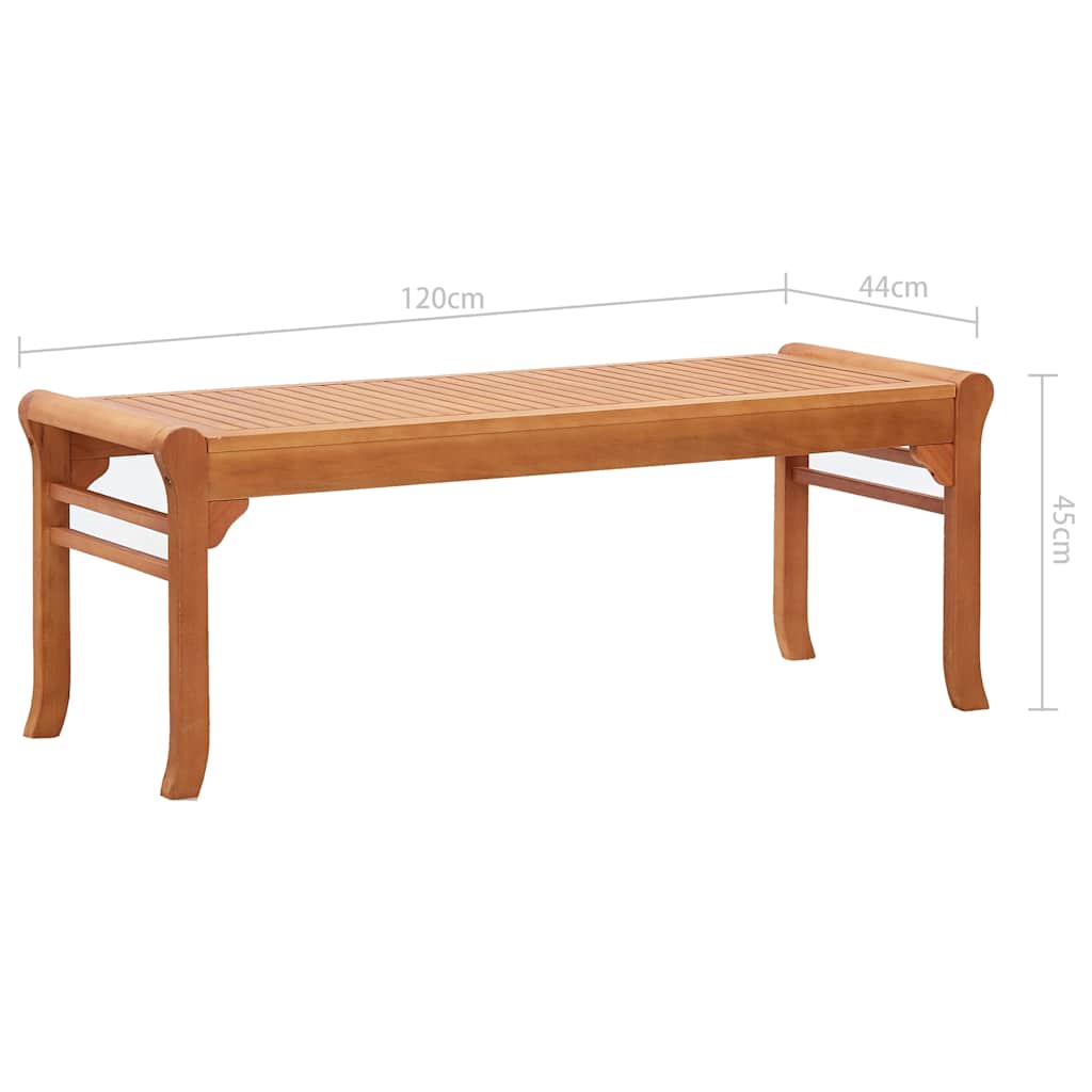 vidaXL 2-Seater Garden Bench 120 cm Solid Eucalyptus Wood - Brown - 120 x 44 x 45 cm
