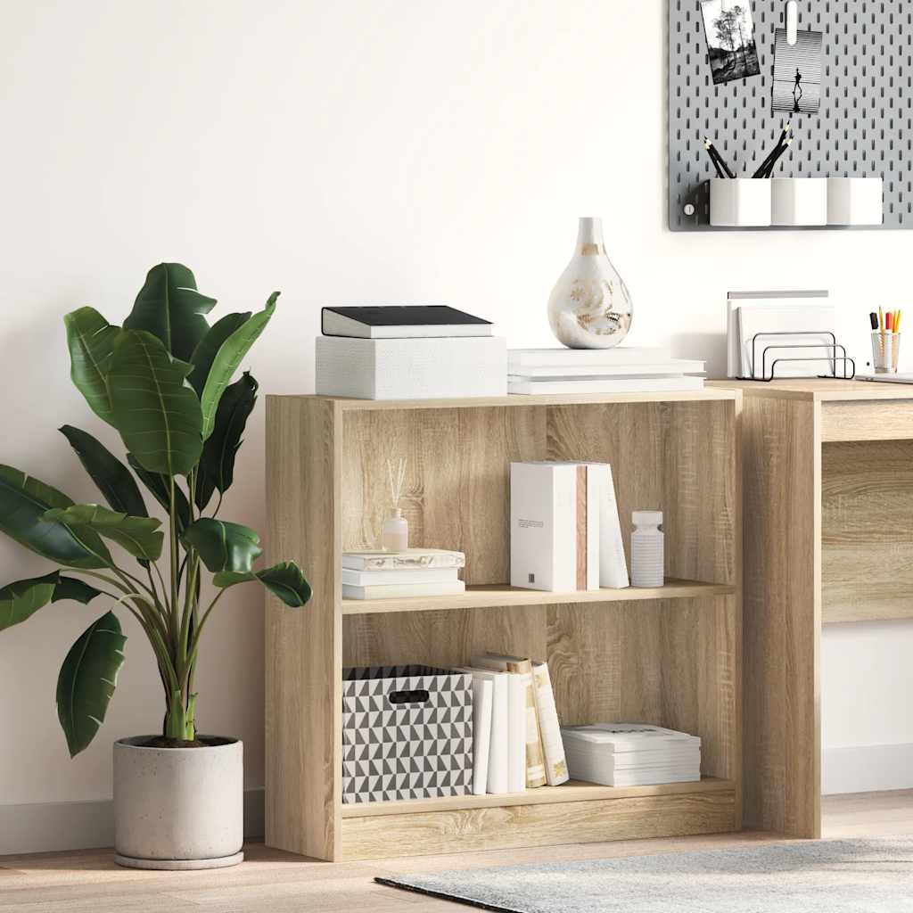 vidaXL Bookcase Sonoma Oak 80x24x75 cm Engineered Wood - Brown