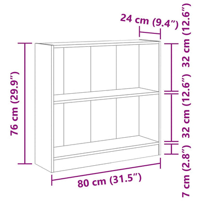 vidaXL Bookcase Concrete Grey 80x24x75 cm Engineered Wood