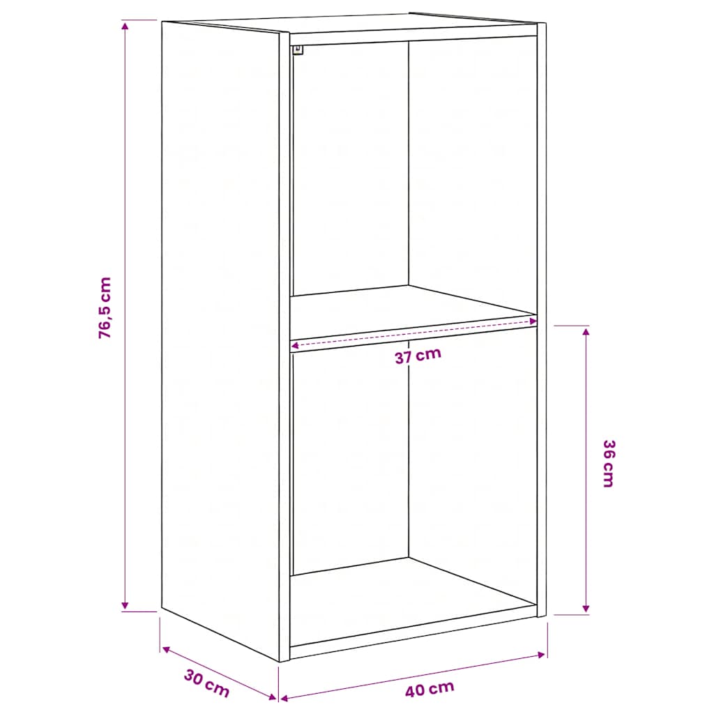 vidaXL Bookcase Sonoma Oak 40x30x76,5 cm Engineered Wood - Brown