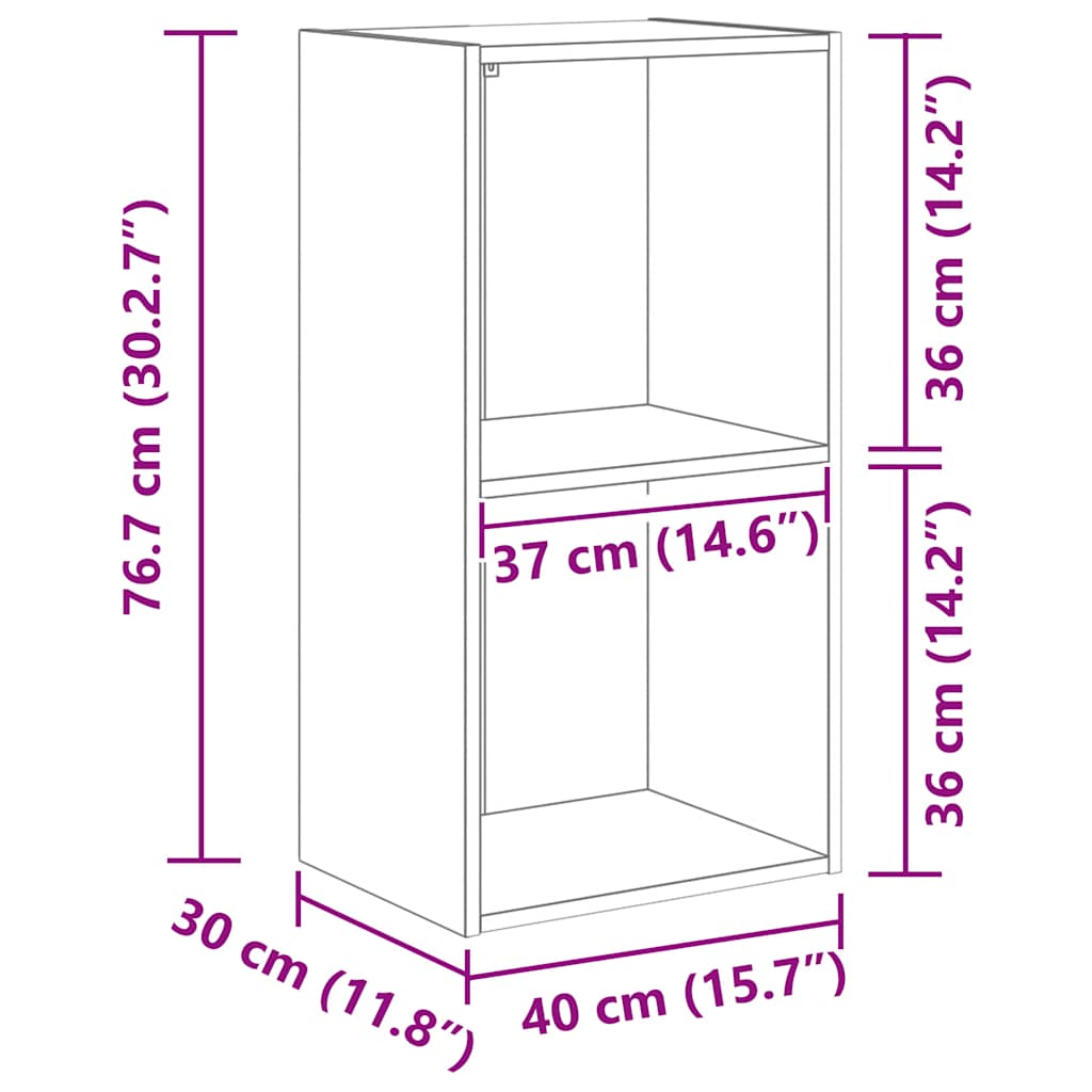 vidaXL Bookcase Concrete Grey 40x30x76,5 cm Engineered Wood