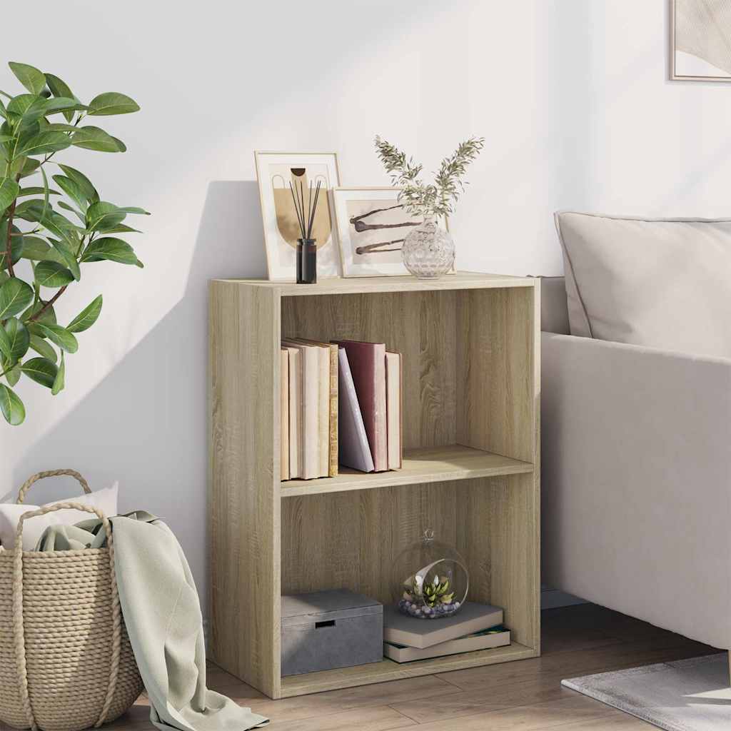 vidaXL Bookcase Sonoma Oak 60x30x76,5 cm Engineered Wood - Brown - Medium