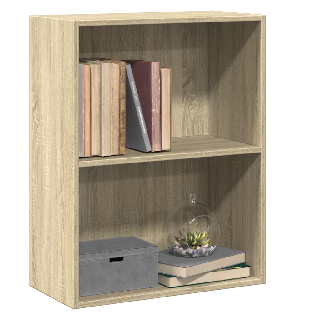 vidaXL Bookcase Sonoma Oak 60x30x76,5 cm Engineered Wood - Brown - Medium