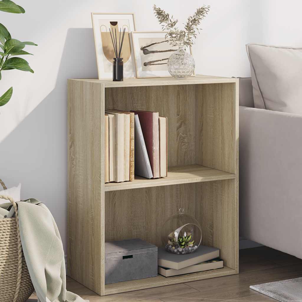 vidaXL Bookcase Sonoma Oak 60x30x76,5 cm Engineered Wood - Brown - Medium