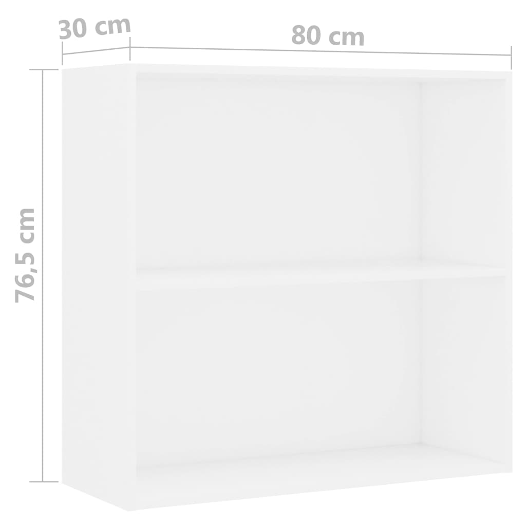 vidaXL Bookcase White 80x30x76,5 cm Engineered Wood