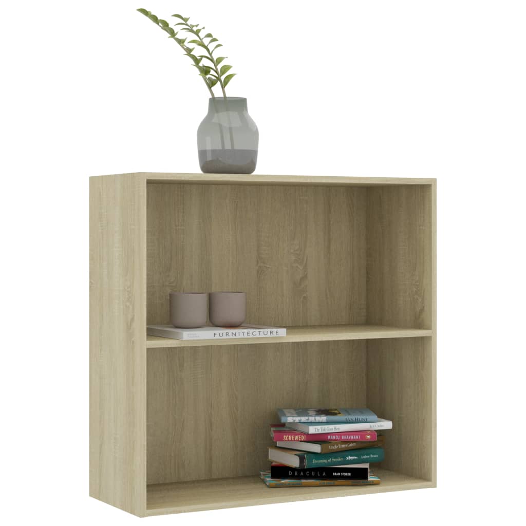 vidaXL Bookcase Sonoma Oak 80x30x76,5 cm Engineered Wood - Brown