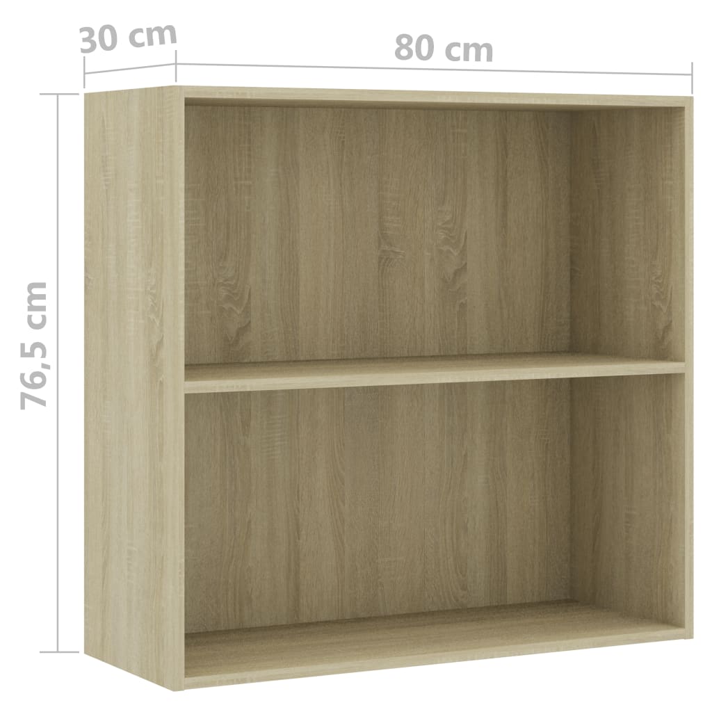 vidaXL Bookcase Sonoma Oak 80x30x76,5 cm Engineered Wood - Brown
