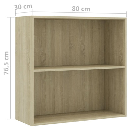 vidaXL Bookcase Sonoma Oak 80x30x76,5 cm Engineered Wood - Brown