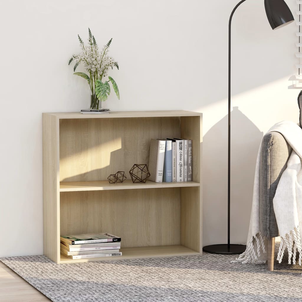 vidaXL Bookcase Sonoma Oak 80x30x76,5 cm Engineered Wood - Brown