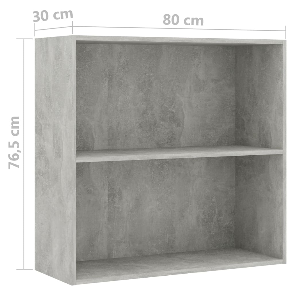 vidaXL Bookcase Concrete Grey 80x30x76,5 cm Engineered Wood