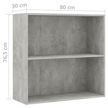 vidaXL Bookcase Concrete Grey 80x30x76,5 cm Engineered Wood