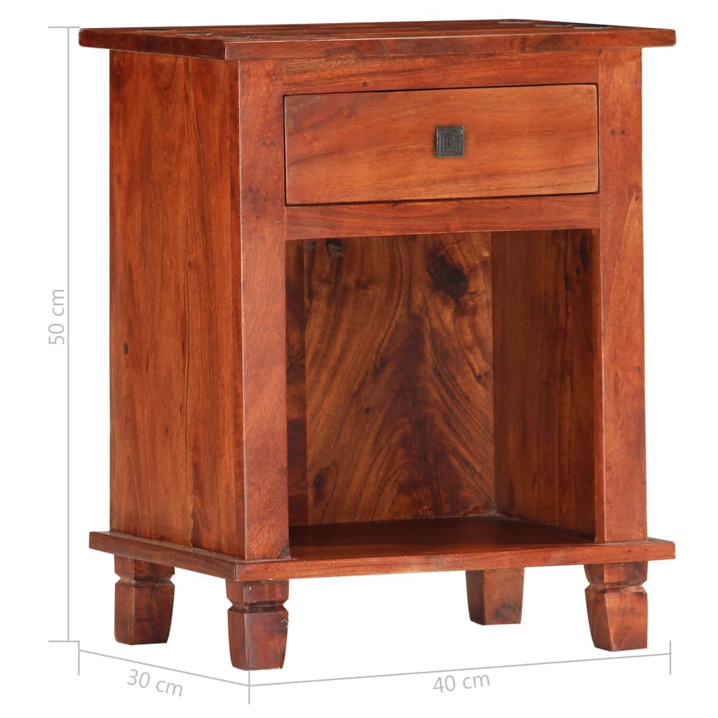 vidaXL Bedside Cabinet 40x30x50 cm Solid Acacia Wood - Brown
