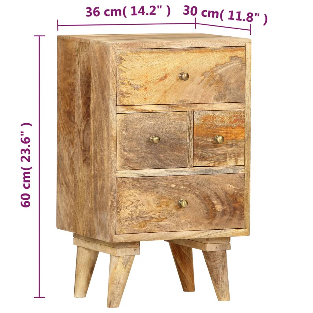 vidaXL Bedside Cabinet 36x30x60 cm Solid Mango Wood - Brown